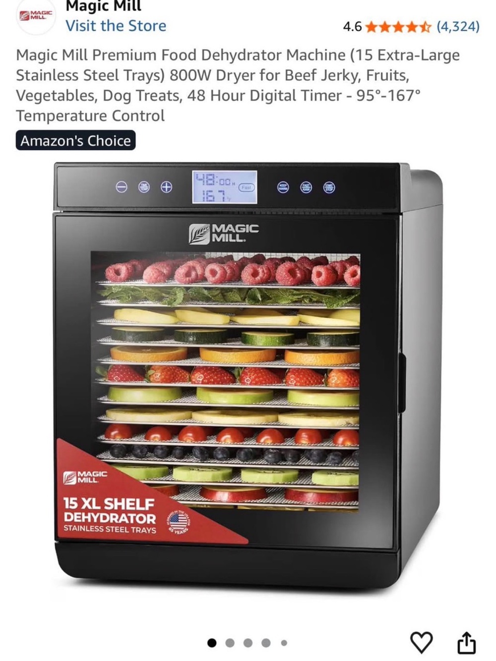 Black Food Dehydrator - 15 XL Shelf